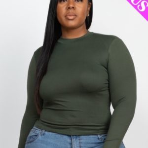 Plus Size Mock-Neck Solid Top