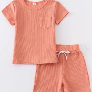 Girl's Ribbed Pocket Short Set