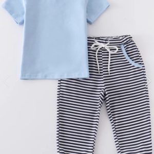 Boy's Navy Stripe Pants Set