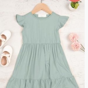 Girl's Ruffle Sleeve Empire Waist Dress